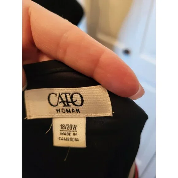 Red/Black Stripe Chiffon Blouson Blouse Cato 18/20 Boho Festive Brunch Church 00 - Picture 10 of 10